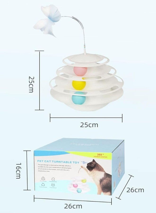 PET FUN لعبة بيت فن التفاعلية ثلاثية الطبقات، برج دوار 360 درجة مع كرات ملونة للقطط والقطط الصغيرة | لعبة ريش مداعبة للقطط | أحجية دوارة، متعة وقت اللعب، تمرين ذهني وبدني - Image 5